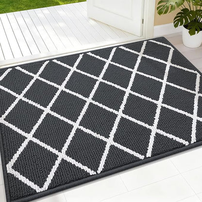 Finchitty Indoor Door Mat, Dirt Resistant and Absorbent, Low-Profile, Non-Slip, Washable Inside Floor Mats for Front Door, Back, and Entrance, 36" x 24", Charcoal