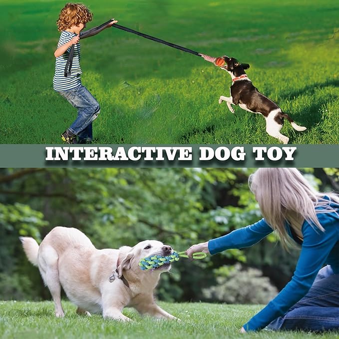 Interactive Dog Toys Tug of War Dog Toy for Small/Medium/Large Dogs,Teething Rope for Teeth Cleaning,Puzzle Ball for Chewing,Dog Bungee Tug Toy Kit, Blue
