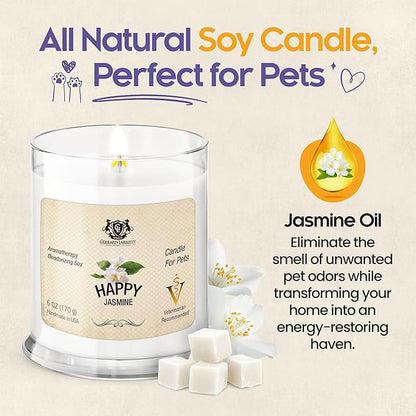 Pet Odor Eliminator Candle Happy Jasmine Scented Candle, Calming Candles Aromatherapy for Home Decor, Soy Wax Pet Candles Odor Eliminator for Animal Lover, Aromatherapy by Gerrard Larriett
