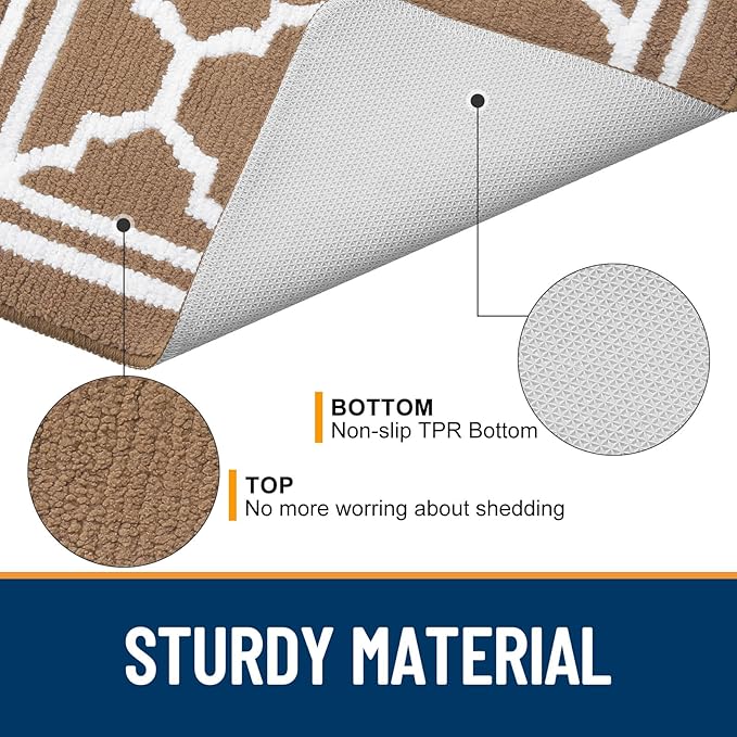 Buganda Runner Indoor Door Mat, Dirt-Resistant and Absorbent Doormat, Anti-Slip, Low Profile Floor Mats for Inside Entryway, Front, and Back Door Entrance (47x20 Inches, Brown)