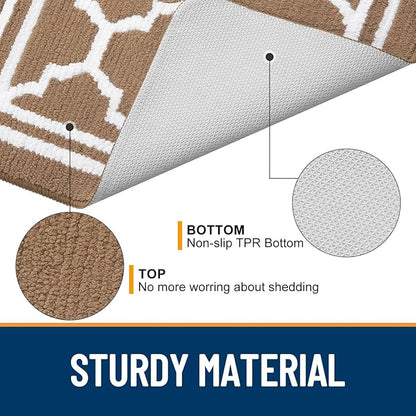 Buganda Indoor Door Mat, Dirt-Resistant and Absorbent Doormat, Anti-Slip, Low Profile Floor Mats for Inside Entryway, Front, and Back Door Entrance (32x20 Inches, Brown)