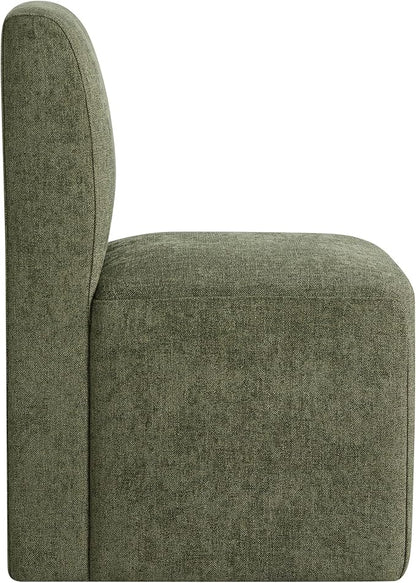 CHITA Dining Chairs with Casters Set of 2, FSC Certified Upholstered Armless Modern Rolling Dining Chairs with Rollers for Bedroom Reading Room Living Room, Moss Green