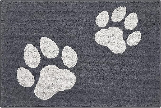 FONEYI Indoor Door Mat, 24"x36" Dog Mats for Muddy Paws, Rubber Backing Non Slip Super Absorbent Washable Entryway Rug, Low-Profile Front Back Door Mats, Inside Floor Doormats for Entryway, Dark Grey