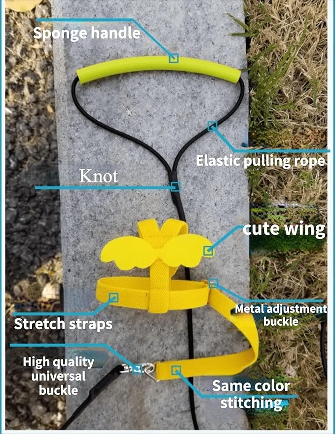 Adjustable Bird Harness with Elastic Leash, Pet Parrot Harness and Leash, Adjustable Training Design Anti-Bite, Bird Nylon Rope with Cute Wing for Conure (Green,Sulphur-Crested Cockatoo)