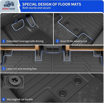 Rongtaod 7&8 Seats Floor Mats Compatible with 2022-2025 2026 Nissan Pathfinder Cargo Mat Trunk Mat Cargo Liner 2nd Row Kick Mats All Weather 2024 Pathfinder Accessories (Floor Mats Full Set 7pcs)