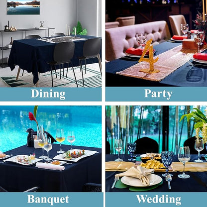 VidaFete Tablecloth 10 Pack 90 * 132inch Rectangle Table Cloth Polyester, Stain Wrinkle Resistant Rectangular Polyester Table Cover for Kitchen Dinning Party Wedding Buffet Decoration(Navy Blue)