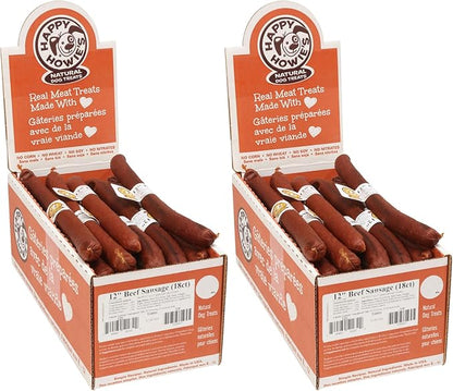 Happy Howie's Sausage Treats - Healthy Dog Treats, Flavorful Slow Cooked Beef, Natural Ingredients, Hormone Free - Beef, 36 Count (Pack of 1)