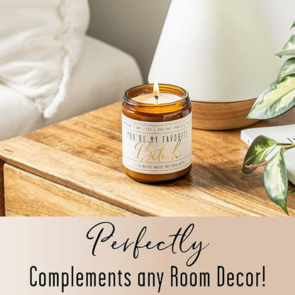 Best Friend Gifts for Women, Funny Friendship Gifts for Women Friends-'You're my Favorite!' Soy Candle, w/Champagne on Ice I Coworker, Bestie, BFF Birthday I USA Made