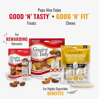 Good ‘n’ Fun Triple Flavor Rolls for Large Dogs, Treat Your Dog to Long-Lasting Chews Made with Beef Hide, Chicken and Artificial Pork Flavor, 6 Count
