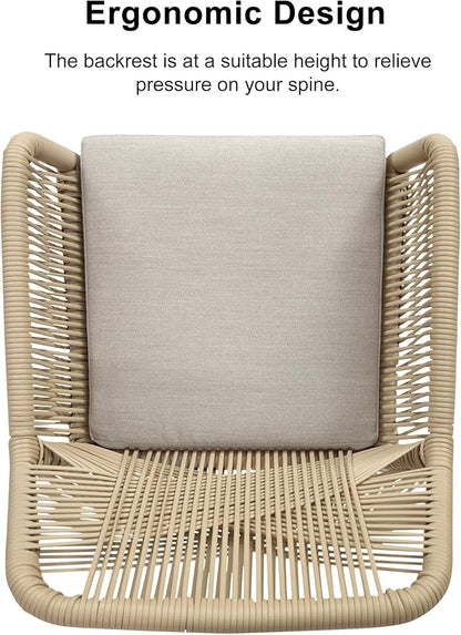 PURPLE LEAF 7 Pieces Outdoor Dining Set All-Weather PE Rattan Outdoor Patio Furniture Set with All Aluminum Frame Rectangular Table and Chairs Set for Lawn Garden Backyard Deck, Champagne