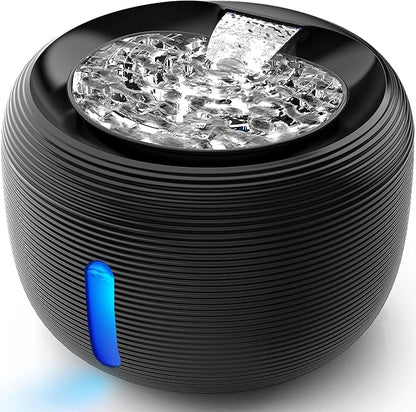 Kastty 3.5L/118 oz Cat Water Fountain, Large Capacity Quiet Pet Water Fountains for Cats Indoor Water Level LED Light Multi-Filtration BPA-Free, Automatic Cat Fountain Easy Cleaning FS77(Black)