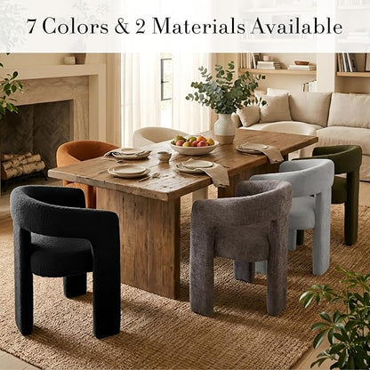 Modern Chenille Dining Chairs Set of 2, Upholstered Barrel Chairs with Arms Comfy Accent Side Chairs for Living Room/Dining Room/Reception, Grey