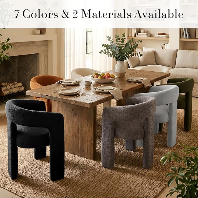 Modern Sherpa Dining Chairs Set of 5, Upholstered Barrel Chairs with Arms Comfy Accent Side Chairs for Living Room/Dining Room/Reception, White
