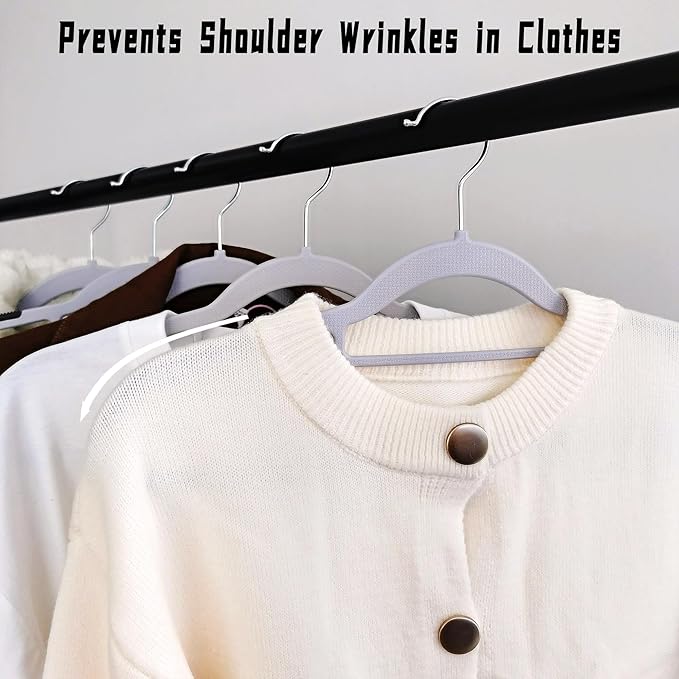 50 Pack Plastic Clothes Hangers Non Slip - 16.5 Inch Slim Space Saving Hangers for Closet, Heavy Duty Non-Slip Garment Hangers with 360° Swivel Hooks