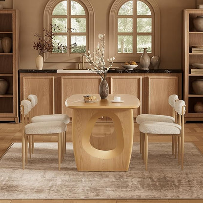 Morden Fort Modern Dining Table Set for 4, 68'' Rectangle Dining Table with 4 Chairs, Kitchen Table with Pedestal Base, Dinner Table for Dining Room, Kitchen, Living Room (Natural)