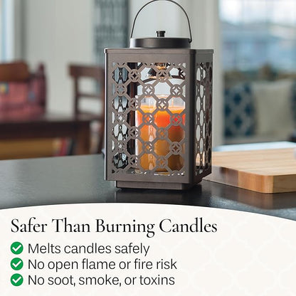 Candle Warmers Etc. Garden Candle Warmer Lantern – for Top-Down Warming & Flame-Free Fragrance