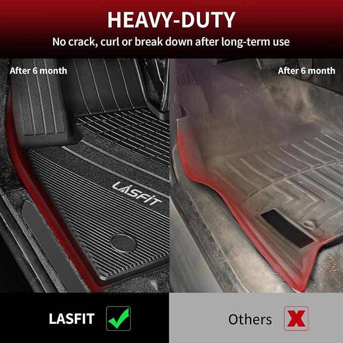 LASFIT Floor Mats&Trunk Mat Fit for BMW X5 2019-2024 2025 2026 40i/45e/50e/50i/M/M50i/M60i, All Weather TPE Custom Fit 1st&2nd Row Full Set Car Mats & Cargo Liner(Only for 5 Passengers), Black