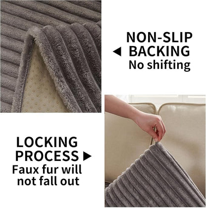 HAOMAIJIA Waterproof Couch Cover for Dogs Washable,Faux Fur Pet Couch Covers for Sofa,Soft Dog Bed Cover Non-Slip Couch Covers for 3 Cushion Couch Sofa Pet Friendly (Grey, 35" x 62")