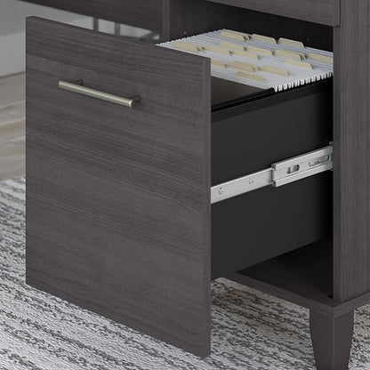 Bush Furniture Somerset 72W L Shaped Desk with Hutch in Storm Gray