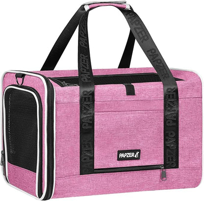 Top Loading Medium Cat Carrier with Privacy Curtain, Delta Approved TSA Pet Travel Crate Suitcase Luggage Sleeve, Soft-Sided Dog Kennel Bag 18x11x11 United Airline Approved Under Seat Pink
