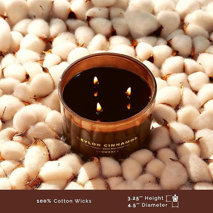 Luxury Cinnamon Scented Fall Candle - Housewarming Fall & Christmas Candle for Home - Elegant Gift for Women & Men - 100% Natural Soy Wax - Large 3 Wick Jar Candle - Up to 40 Hours Burning Time