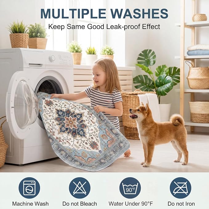 Washable Pee Pads for Dogs,Great Urine Absorbent Reusable Puppy Training Pads,Waterproof,Leak-Proof & Non-Slip Potty Pads for Whelping,Crate,Playpen,Bed.(Green Floral,72"x72")