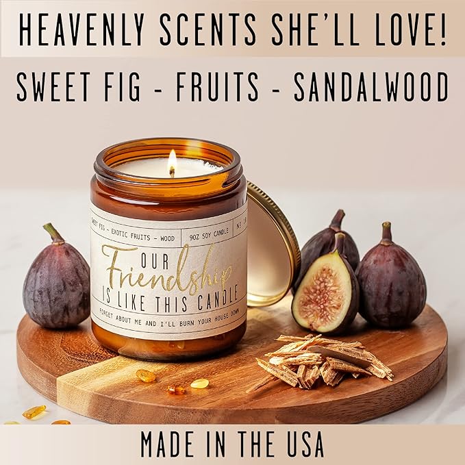 Soy and Sass 'Our Friendship is like this Candle' - Mediterranean Fig, Red Currant, Amber, Sandalwood Jar Candle