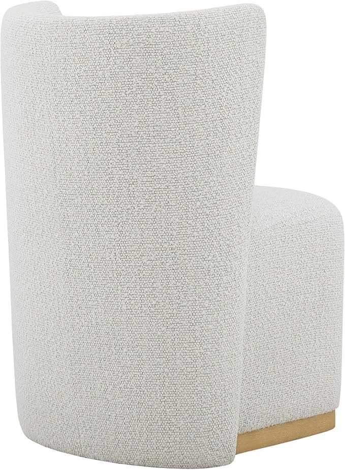 CHITA Upholstered Rolling Dining Chair on Casters Set of 2, FSC Certified Modern Fabric Dining Chair with Casters, Boucle Dining Chairs for Reading Room Kitchen Dining Room, Pearl