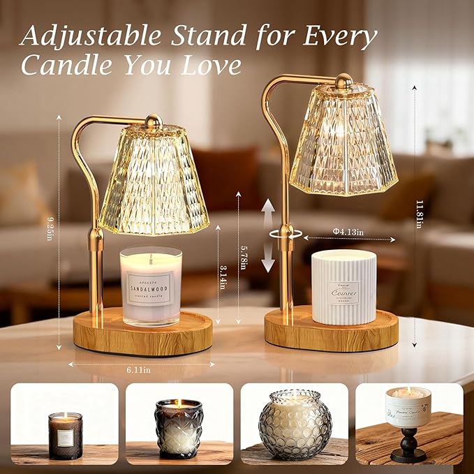 Candle Warmer Lamp with Timer Dimmable Gifts for Women, Adjustable Height Wax Warmer Lamp for Scented Candles, House Warming Gifts for New Home Modern Farmhouse Decor