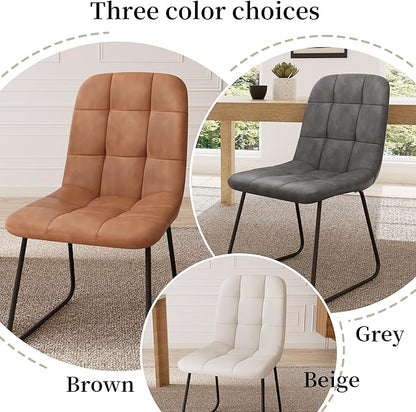 Dining Chairs Set of 4, Modern Kitchen Faux Leather Dining Room Chair for Kitchen Living Dining Room (4 White Chairs)
