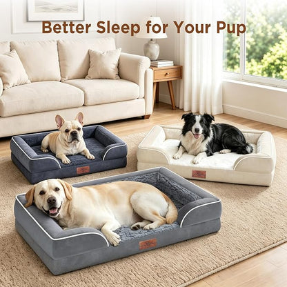 Comfort Expression Waterproof Orthopedic Dog Beds for Extra Large Dog | Supportive Egg Crate Foam X-Large Pet Bed with Removable Bolster, Dog Couch with Washable Cover & Non-Slip Bottom, 48x30 Inch
