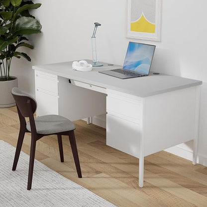 Lorell, LLR60935, Grey Double Pedestal Steel/Laminate Desk, 1 Each