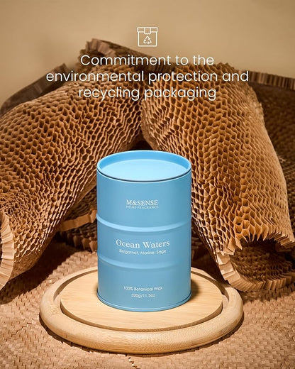 M&SENSE Ocean Waters Scented Candles Summer Soy Candle,Beach Candle for Stress Relief Meditation Relaxing, Housewarming Gifts for Women Men, 11.3oz 70 Hour Long Burning