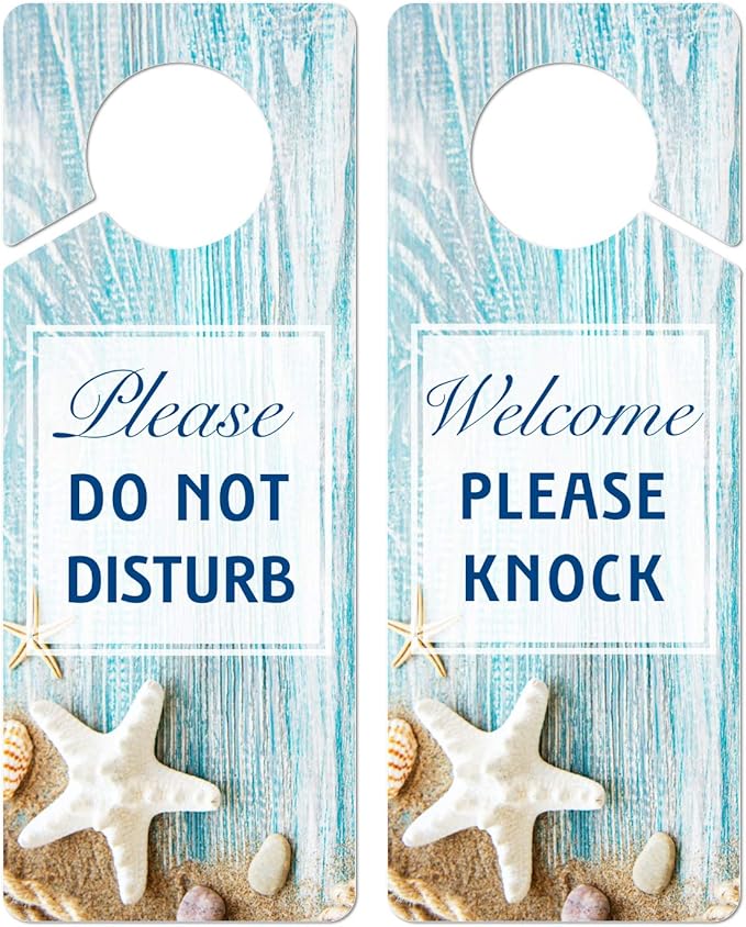 Do Not Disturb Door Hanger Sign, 2 Pack (Printed on Both Sides), 9.3″x3.5″ PVC Plastic, Please Do Not Disturb Sign for Home, Office, Hotel, Bathroom, Bedroom, Counseling, Therapists, Clinic, Starfish