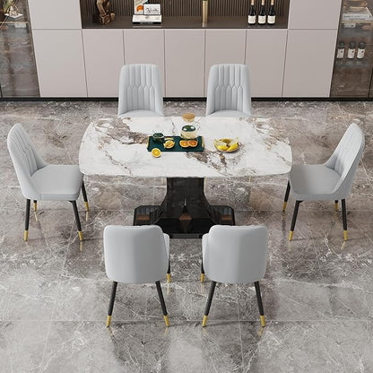 Dining Chairs Set of 8，Modern Dining Chairs, Equipped with PU Leather Backrest Cushions and Black Metal Legs, Suitable for Restaurants, Kitchens, and Bedrooms Dining Room Chairs