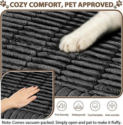FUANGUI Waterproof Couch Cover Sofa Cover for Dogs and Pets Sofa Protector | Non-Slip Washable Fuzzy Soft Cat Bed Sofa Slipcover for 2-3 Cushion Couch Sofa Pet Friendly, Dark Grey, 27.6" x 70.9", 1 pcs
