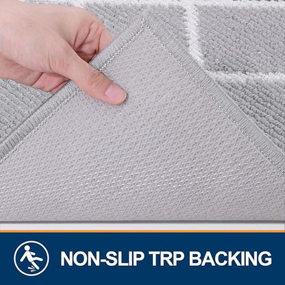 Finchitty Indoor Door Mat, Dirt Resistant and Absorbent, Low-Profile, Non-Slip, Washable Inside Floor Mats for Front Door, Back, and Entrance, 36" x 24", Light Grey