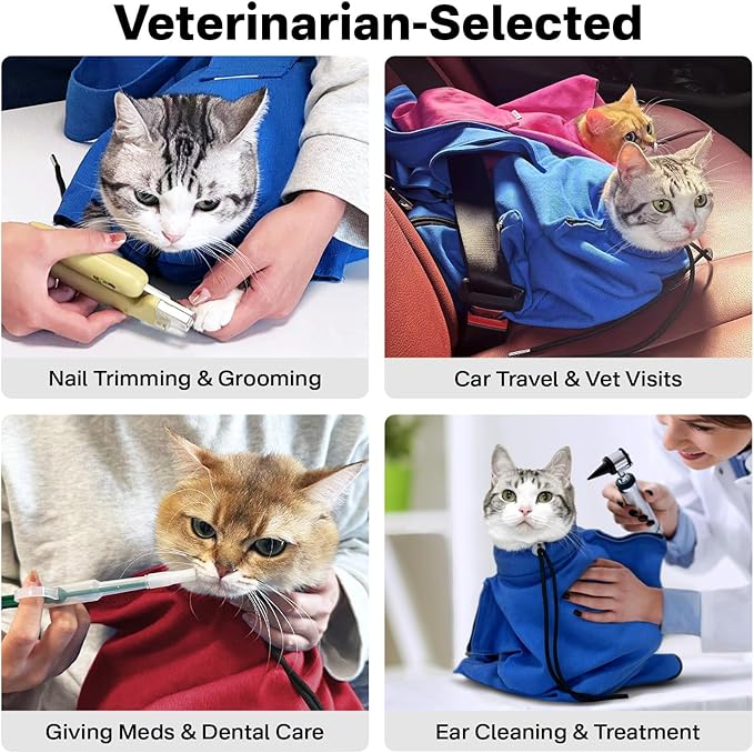 [Cozy Travel] Cat Carrier Pouch, Soft Cat Carrier for Small Cats, Carrying Sack, Restraint Bag for Nail Trimming, Vet Visits, Giving Meds, Dental Care, Car Travel - Wine Red