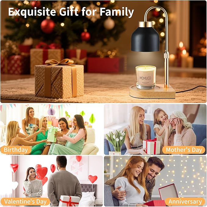 Candle Warmer Lamp with Timer Dimmer, House Warming Gifts New Home Decor, Birthday Gifts for Women Mom, Wax Melt Warmer for Jar Candles, Adjustable Height with 2 Bulbs