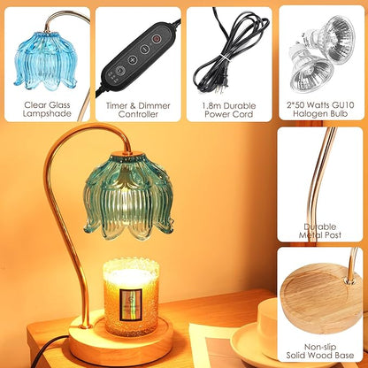 Flower Candle Warmer Lamp with Timer & Dimmer - Fits All Jar Scented Candles - House Warming & Mother's Day Gift for Women，Mom，Her