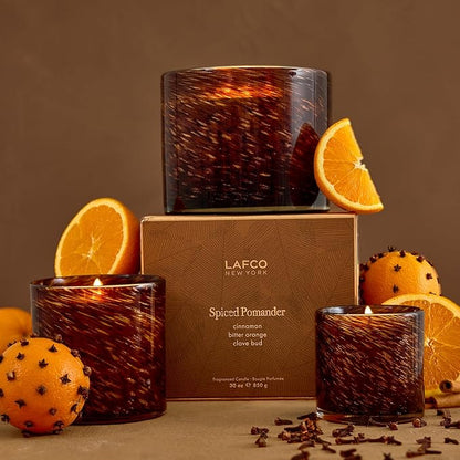 LAFCO New York Holiday Signature Fall Candle, Spiced Pomander - 15.5 oz - 90-Hour Burn Time - Reusable, Hand Blown Glass Vessel - Made in The USA