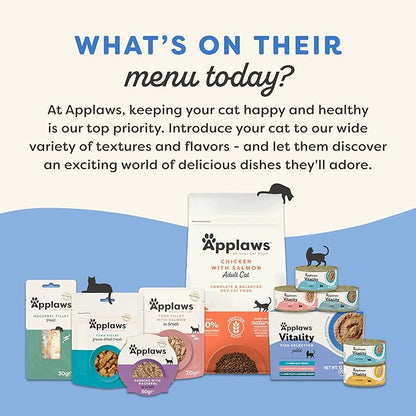 Applaws Vitality Wet Cat Food Paté, Natural Cat Food with Added Vitamins & Minerals, Grain-Free, Carrageenan Free, Fish Variety Selection (12 Count, 2.47 oz Cans)