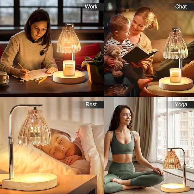 Candle Warmer Lamp Dimmable Wax Melt Warming Lamp with Timer Scented Wax Candle in Jar During Bathing & Yoga & Meditation with 2 Bulbs Home Decor Gift for Female (Pleated Skirt)