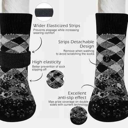EXPAWLORER Anti Slip Dog Socks to Prevent Licking Paws, Dog Shoes for Hot Pavement, Dog Booties for Small Medium Large Senior Dogs, Traction Control Boots & Paw Protectors for Hardwood Floors