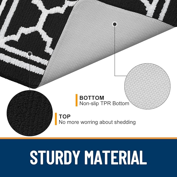 Buganda Indoor Door Mat, Dirt Resistant and Absorbent Entrance Mat, Easy to Clean, Low Profile Inside Floor Mat Doormat for Entryway (59x35 inches, Black)