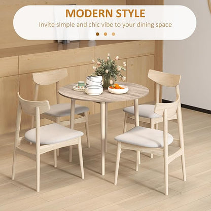 HOMCOM 35" Small Kitchen Table, Collapsible Drop Leaf Table for Small Spaces, Round Folding Dining Table with Solid Wood Legs for Kitchen, Dining Room, Oak