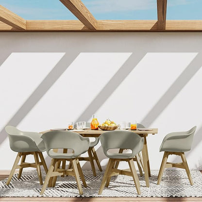 SIMPLIHOME Kona SOLID ACACIA WOOD 24 inch Wide Contemporary Outdoor Dining Chair in Plastic ( Set of 2 ) in Taupe for the Dining Room