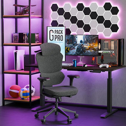 Ergonomic Office Chair – Computer Chair with Divided Tilted Back, Adjustable Armrests & Soft Seat – Holds Up to 290bs (Gray)