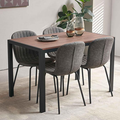 Dining Room Table Set for 4, 47" Rectangle Walnut Color Dining Table with Thick MDF Tabletop, Dark Grey Kitchen Chairs Upholstered Accent Chairs for Small Spaces