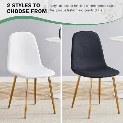 Dining Chairs Set of 4,Luxury Modern Kitchen Dining Room Chairs with Metal Golden Leg and Linen Material High Resilience for Dining Room,Restaurant,Living Room, Bedroom, (Black+Gold)